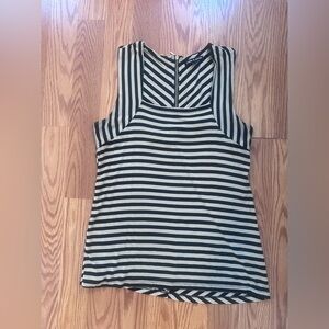 Cable & Gauge Black and Beige Striped Tank Top